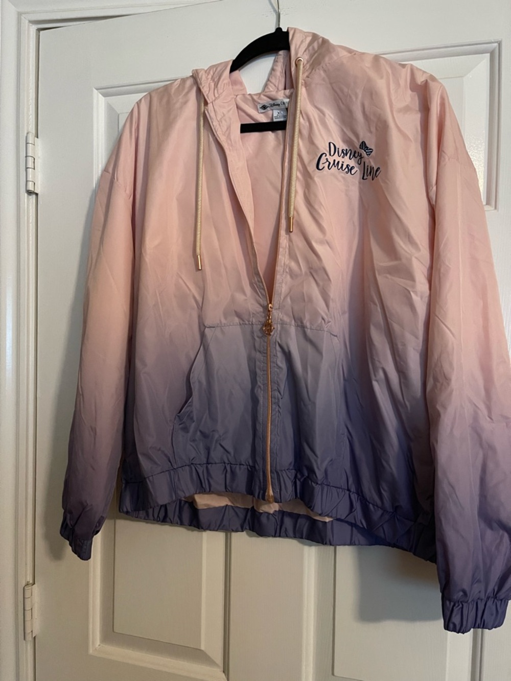 NWT Disney Cruise Line Pink Purple Ombré Rain Jacket with Rose Gold Details
